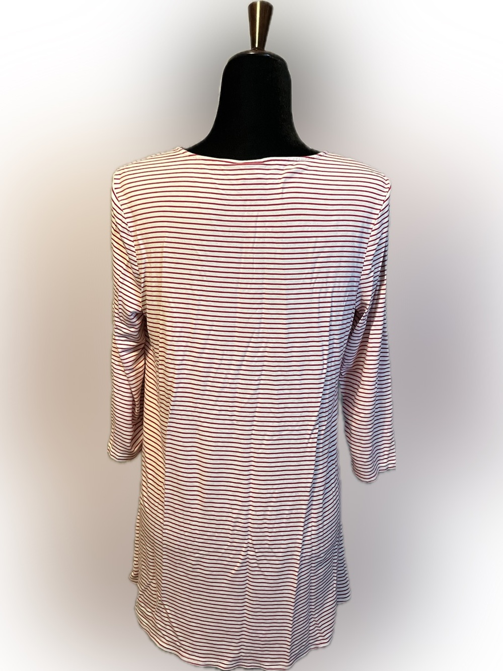 Chico’s Striped Asymmetrical 3/4 Sleeve Pocket Tunic size M - Picture 4 of 13
